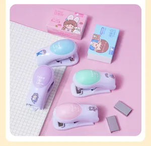 Süßes Mini Heftgerät Set in Macaron Farben, tragbare Schüler Schreibwaren Bürobedarf.