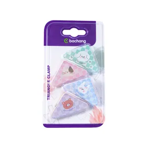 Macaron Color Cartoon Animal Triangle Paper Clips Grid Pattern Document Organizer For Students Office Paper Corner Clips