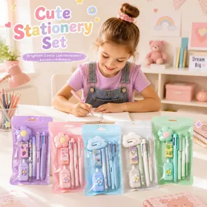Macaron Farbe Schreibwaren Set Studenten Schulbedarf Zeichnen Schreiben Kit Federmäppchen Mit Stiften Korrekturband Radiergummi Cuttermesser