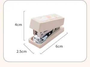 Kompakter Mini-Thekenheftgerat Detailansicht mit Maßen und süßem Pfirsich-Muster Design.