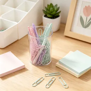 Graffette rivestite in plastica color macaron per organizzazione ufficio scuola dettagli