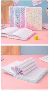 A5 Einhorn Plüsch Notizbuch Macaron Farbe Studenten Tagebuch Detailansicht weicher Bezug