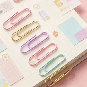 Bunte Metall-Büroklammern Detailansicht, perfekt für Planer-Organisation und stilvolle Schreibwaren.