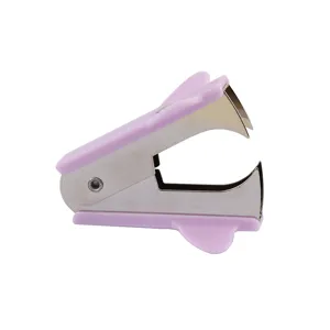 Mini ôte-agrafes violet macaron, outil de papeterie de bureau au design d'oreilles de chat mignon.