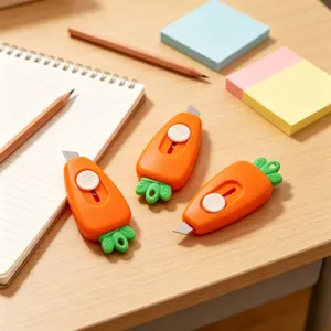 Mignon mini cutter carotte de dessin animé papeterie portable rétractable pour étudiant