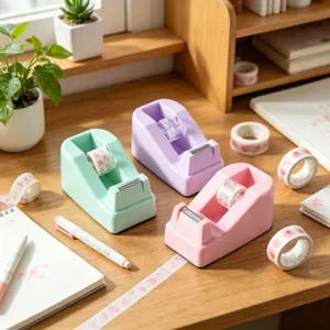 Pastellfarben Tisch Klebebandabroller und süßer Washi Tape Cutter für Büro und Schule.