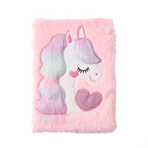 Süßes Einhorn Plüsch Notizbuch A5 Weiches Macaron Farbe Besticktes Tagebuch Buch Journal Für Studenten Schreibwaren Geschenk