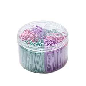 Graffette per carta rivestite in plastica color macaron con scatola a sei scomparti