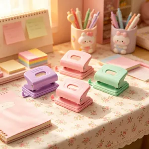 Frische Macaron Farbe Manueller Locher Desktop Doppel Loch Papier Locher Maschine Mit Lineal Positionierer Für Loseblatt Notizbuch Büro Schule Schreibwaren