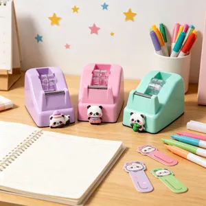 Cute pastel tape dispenser cute panda desktop stationery cutter for office and school use