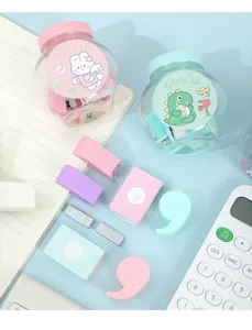 Mini cute jar stationery set portable stapler clips school office supplies pastel aesthetic