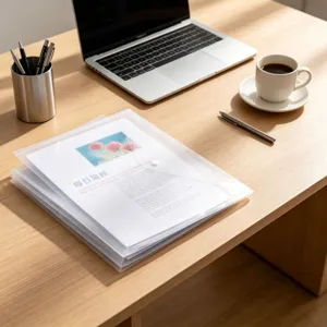 Morandi kleur A4 transparante drukknop map, waterdichte en stofdichte documenten tas.
