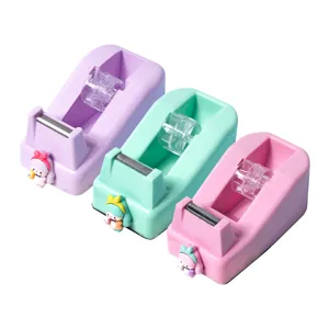 Cute Cartoon Girl Tape Dispenser Macaron Pastel Desktop Stationery Tape Cutter Tool