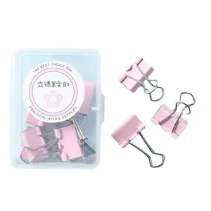 Clips per rilegatura in metallo rosa Morandi con scatola trasparente per ufficio e scuola.