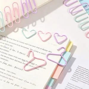 Graffette colorate macaron simpatici fermagli in metallo per organizzazione documenti scuola.