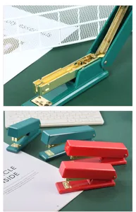Christmas luxury office stapler, red and green metal desktop stapler, labor-saving binding tool.
