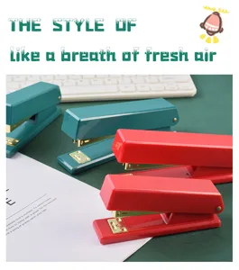 Classic retro desktop stapler, heavy duty metal stapling tool for office and school use.
