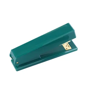 Dark green luxury office stapler with gold metal interior components for daily use.