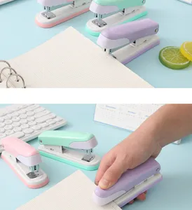 Macaron color mini medium stapler for student office stationery desktop use, durable and cute