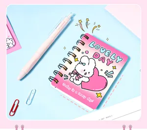 Leuke schattige roze konijn spiraalnotitieboekje en pen schrijfwarenset voor studenten.