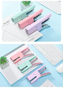 Macaron color handheld stapler desktop stationery office school supplies thick paper binding tool