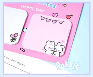 Leuke konijn sticky notes set, kawaii memo blokjes met schattig design voor dagelijkse studie.