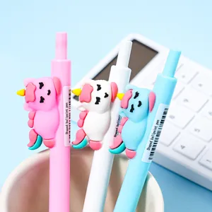 Cute Cartoon Unicorn Retractable Ballpoint Pen Plastic 0.7mm Black Ink Creative Press Type Signature Pen For Office School Kids Stationery