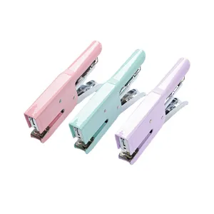 Macaron color labor-saving handheld stapler, heavy-duty thick stapler for office and packaging.