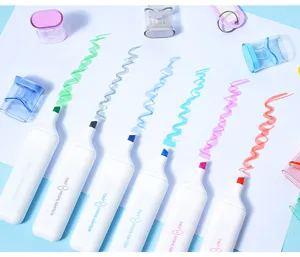 12-color pastel highlighters set, soft tip aesthetic marker pens for journaling study.
