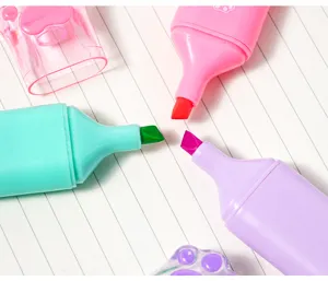 Cat paw highlighter set, cute pastel chisel tip markers for students, journaling and office work.