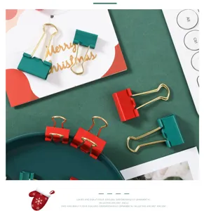 Bunte Metall Binder Clips Set mit goldenen Drahtgriffen für Büro und Dokumentenorganisation.