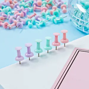 Macaron color pushpins office stationery set with transparent storage box for cork board