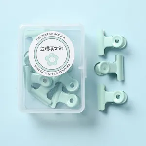 Macaron Farbe Metall Binder Clips Set mit klarer Plastik Aufbewahrungsbox für Büro.