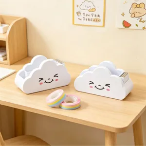 Cute cloud tape dispenser desktop stationery cutter with smiling face for office school supply