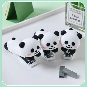 Cute cartoon panda stapler for student desk and office stationery with mini staples included.