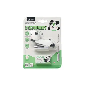 Cute Cartoon Panda Mini Stapler Set Plastic Soft Rubber Animal Shaped Desktop Stapling Binding Tool For School Students Office Supplies