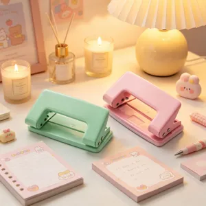 Macaron Zweilochlocher für Notizbuch Planer Papier, süßes Büro Schreibwaren Werkzeug