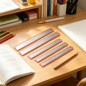 Regla de Acero Inoxidable Engrosada Herramienta de Medición de Metal de Alta Precisión para Oficina y Escuela con Funda Protectora