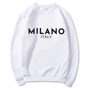 Herren Casual Polyester Fleece Futter Sweatshirt Milano Buchstaben Druck Rundhals Locker Sweatshirt Langarm Top Für Winter