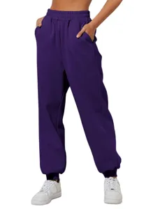 New Donna vita alta larga pantaloni tuta tasca dettaglio vista casual street design