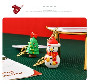 Weihnachten Silikon Kartenhalter transparente Ausweishalter mit süßem Schneemann Schlüsselanhänger.