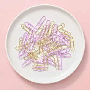 Kleurrijke paperclips set macaron goud en paars kantoor stationery schattige metalen paperclips