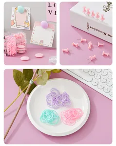 Macaron kleur kantoor stationery set met duimspijkers elastiekjes en clips voor bureau opslag.