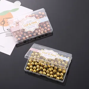Galvanisierte Roségold Gold Erde Reißzwecken Rundkopf Metall Reißzwecken Mit Aufbewahrungsbox Für Pinnwand Bürobedarf