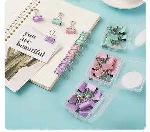 Macaron farbige Büroklammern Set, niedliche Schreibwaren Metall Klemmen mit transparenter Box.