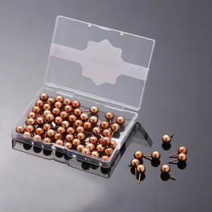 Roségoldene Kugelkopf-Pinnadeln mit transparenter Plastikbox, ideal für Pinnwand und Fotowand.