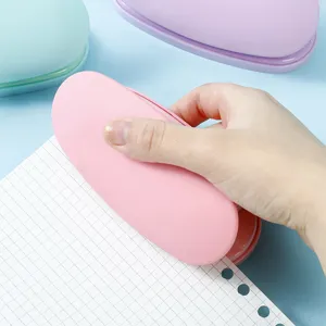 Minimalist Metal Silicone Double Hole Puncher With Ruler Macaron Tone Effortless Desktop Paper Hole Punch Office Binder School Stationery