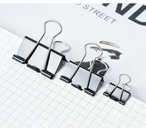Pinces à relier en métal noir pour le bureau et l'école, classement de dossiers, tailles variées.
