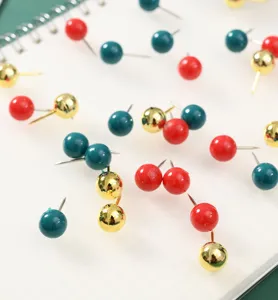 Bunte Kugelkopfpinnnadeln Schreibwaren Set, rot gruen gold Reisszwecken fuer Buero