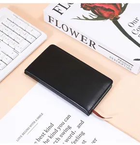 A5 schwarzes Notizbuch Leder Tagebuch mit Lesezeichen fuer Buero und taegliche Notizen.